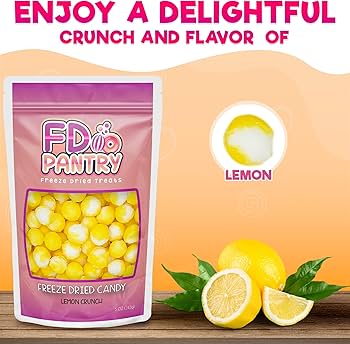Amazon.com : Freeze Dried Sour Lemon Crunchy Candy - 5 oz Unique